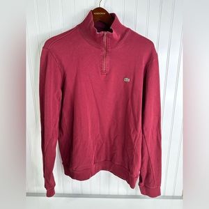 Men’s Lacoste 1/4 Zip Red Sweater Size Large Mint Condition